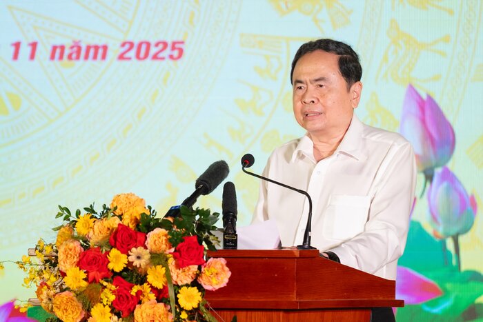 Chu tich Quoc hoi Tran Thanh Man phat bieu tai Ngay hoi