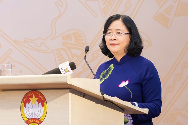 Ms. Bui Thi Minh Hoai - Politburo member, Secretary of the Party Central Committee, Secretary of the Party Committee of the Fatherland Front, Central organizations, Chairwoman of the Central Committee of the Vietnam Fatherland Front. Photo: Pham Dong