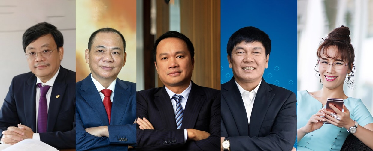 Tong tai san rong cua 5 ti phu Viet Nam tren Forbes len toi 30,5 ti USD. Do hoa: Khuong Duy