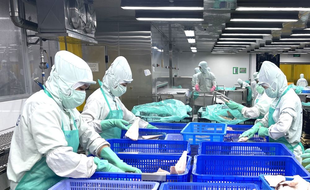 Nguoi lao dong duoc chu trong trang bi bao ho lao dong. Anh: Duy Tuan