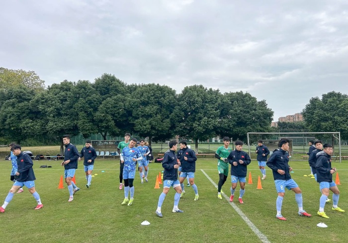 U22 베트남은 2025 판다컵에서 U22 한국과의 마지막 경기를 준비하고 있습니다. 사진: VFF