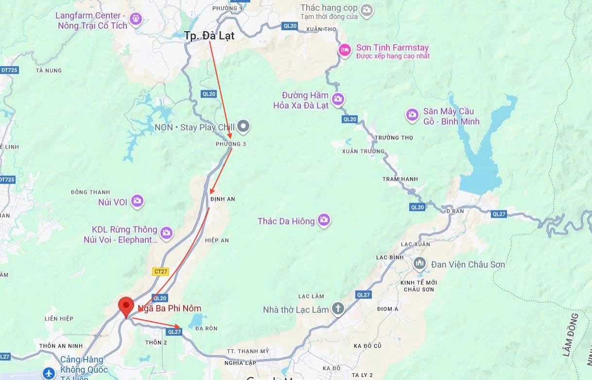 Huong tuyen tu Da Lat xuong tinh Khanh Hoa qua deo Mimosa va Quoc lo 27. Anh: Duy Tuan 