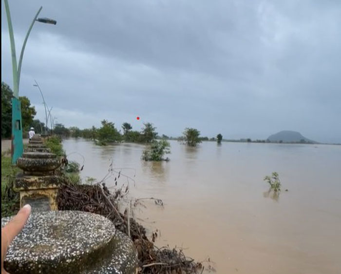 Cac vung thap trung, nguoi dan than trong khi di chuyen len nuong ray, qua ngam tran co nuoc dang dang. Anh: Thanh Tuan 