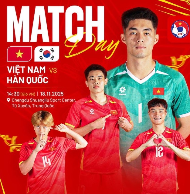U22 Viet Nam co tran dau voi U22 Han Quoc. Anh: VFF