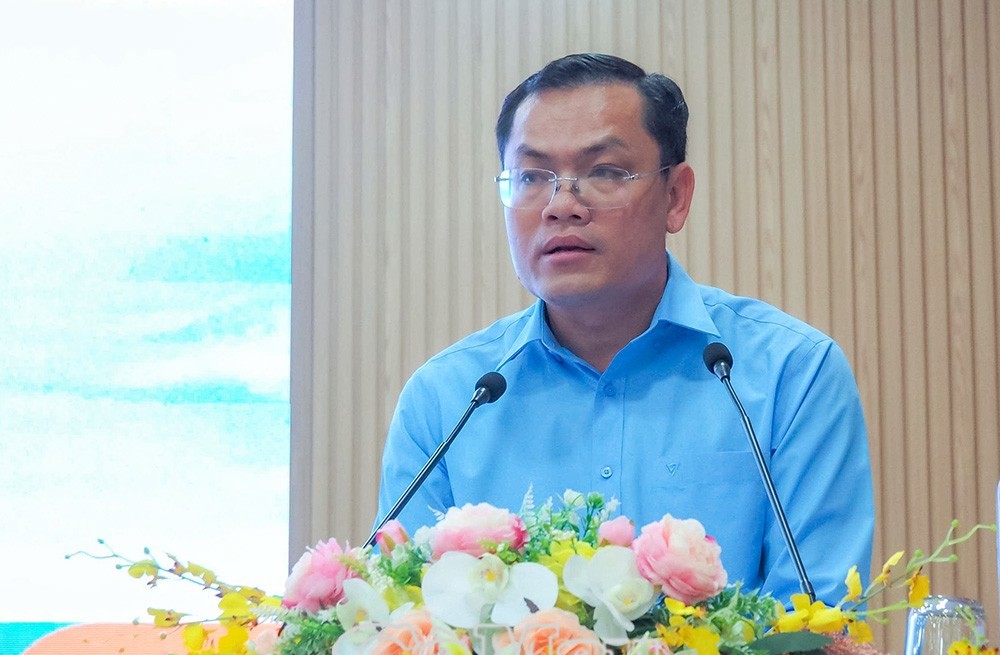 Pho Chu tich UBND tinh Ca Mau Ngo Vu Thang phat bieu chao mung Hoi thao. Anh: Nhat Ho