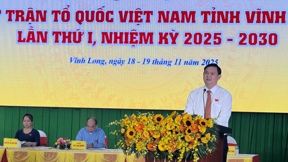 Ong Nguyen Phuc Linh - TUV, Pho Chu tich MTTQ tinh, Chu tich LDLD tinh thong tin chuong trinh Dai hoi MTTQ tinh lan thu I, nhiem ky 2025 - 2030 ngay 19.11. Anh: Hoang Loc