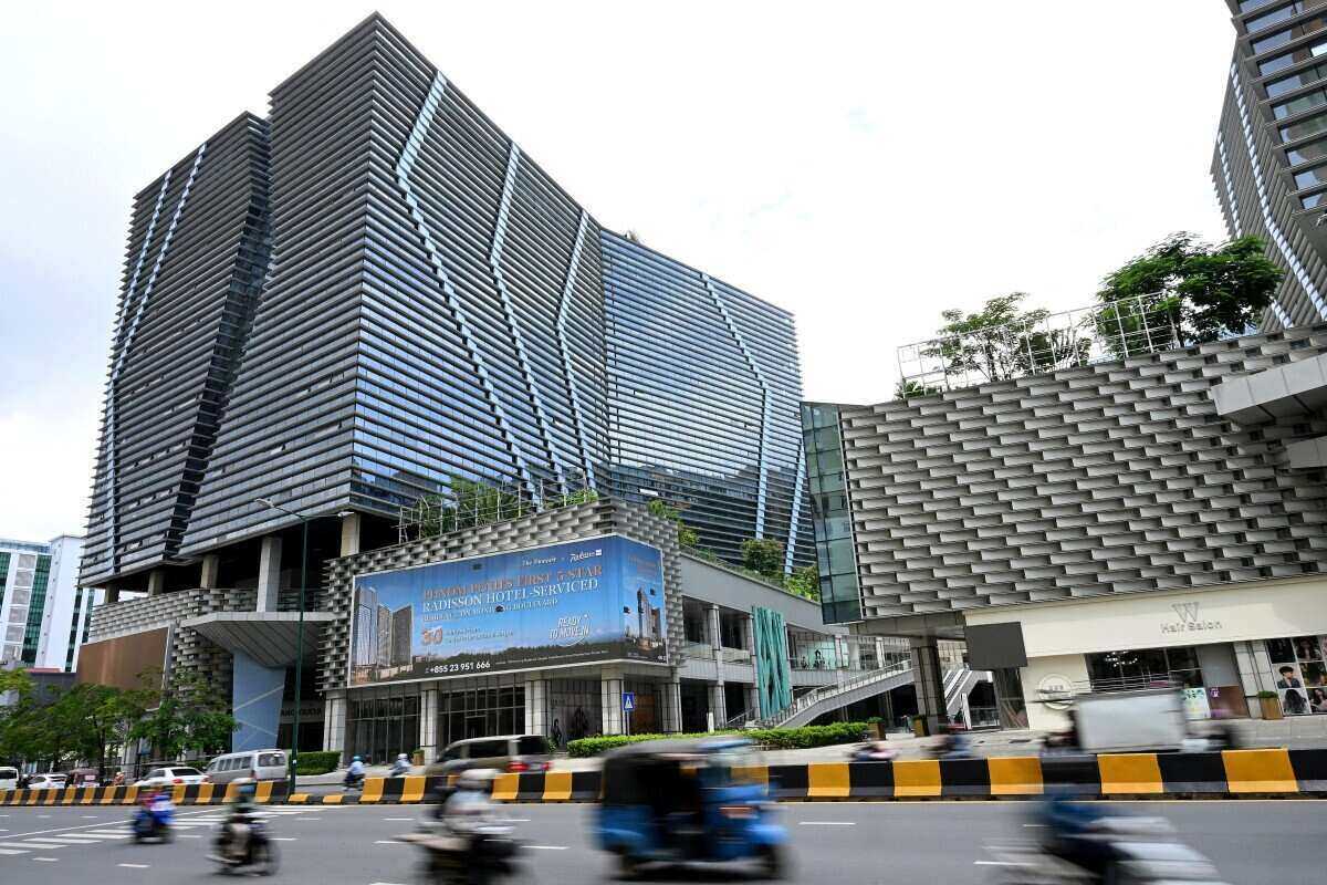 Prince International Plaza real estate in Phnom Penh belongs to Prince Group of scammer Chen Zhi. Photo: AFP