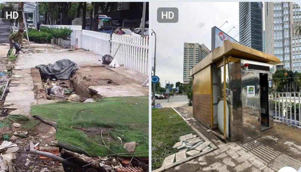 Theo ghi nhan cua phong vien, hinh anh nha ve sinh bien mat hom 11.11 va anh chup xuat hien tro lai vao 17.11. Anh: Minh Tam