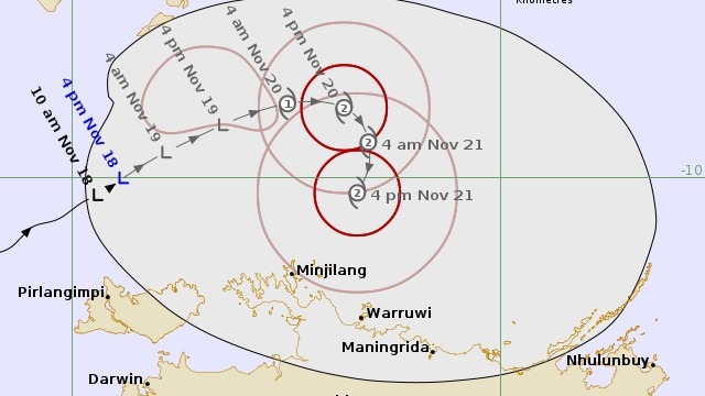 Du bao duong di va vung anh huong truc tiep cua ap thap nhiet doi o ngoai khoi Australia. Anh: BoM