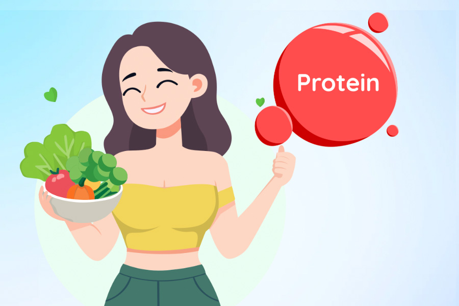 サプリメントなしで菜食主義食から十分なタンパク質を摂取。イラスト:ティエン・ニャン