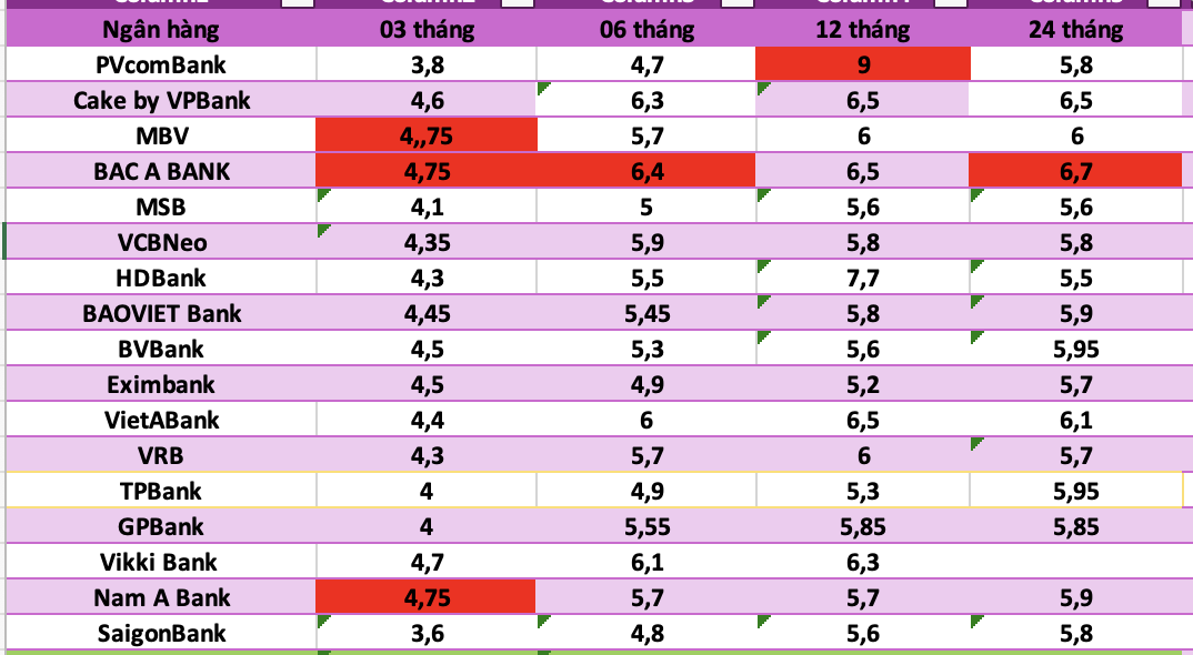Top ngan hang co lai suat cao nhat thi truong hien nay. Do hoa: Ha Vy