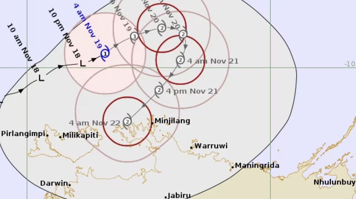 Forecast of fina's path. Photo: Australian Meteorological Agency