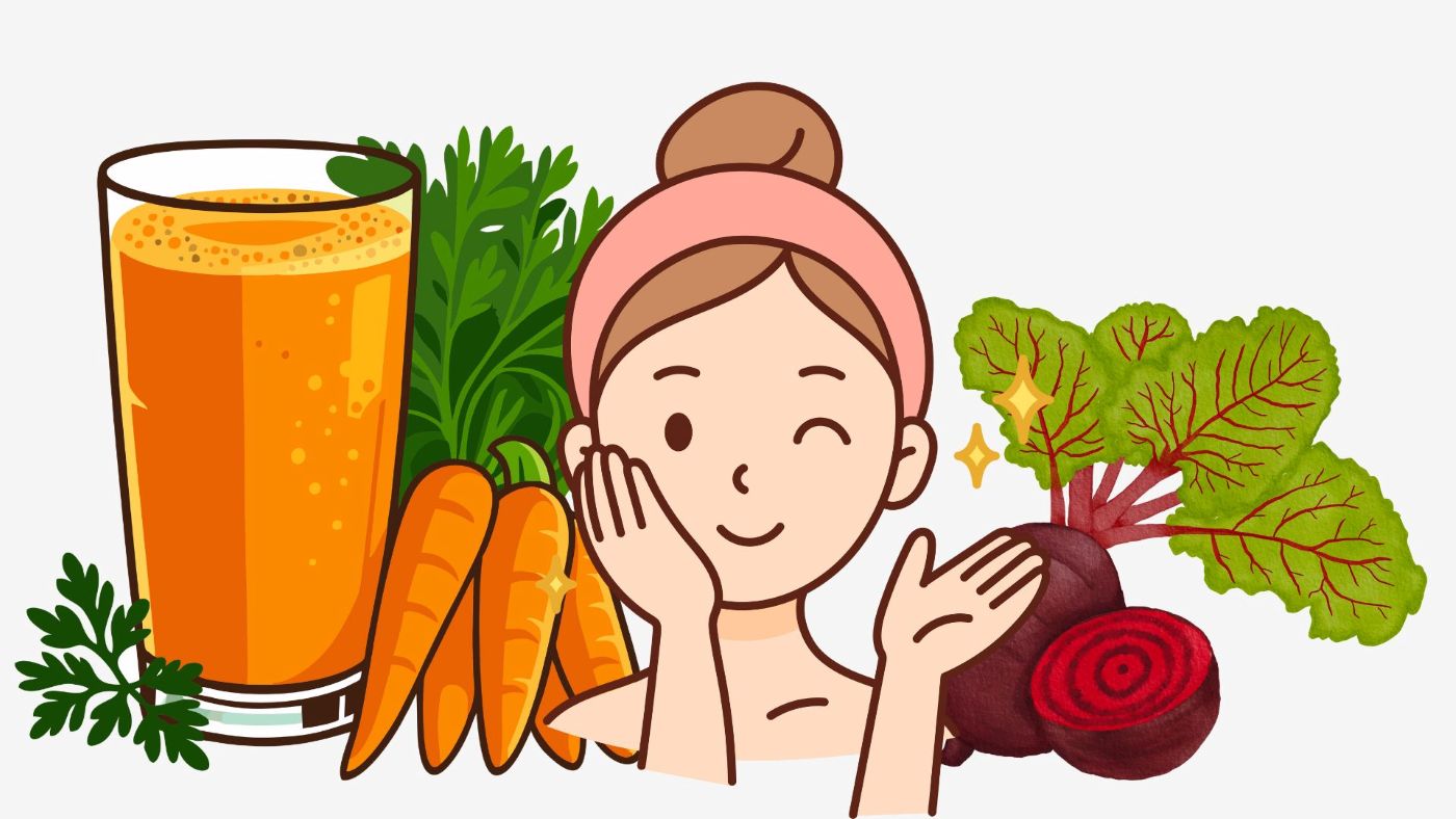 Amaranth and carrots are drinks that help brighten skin. Graphics: Thanh Thanh