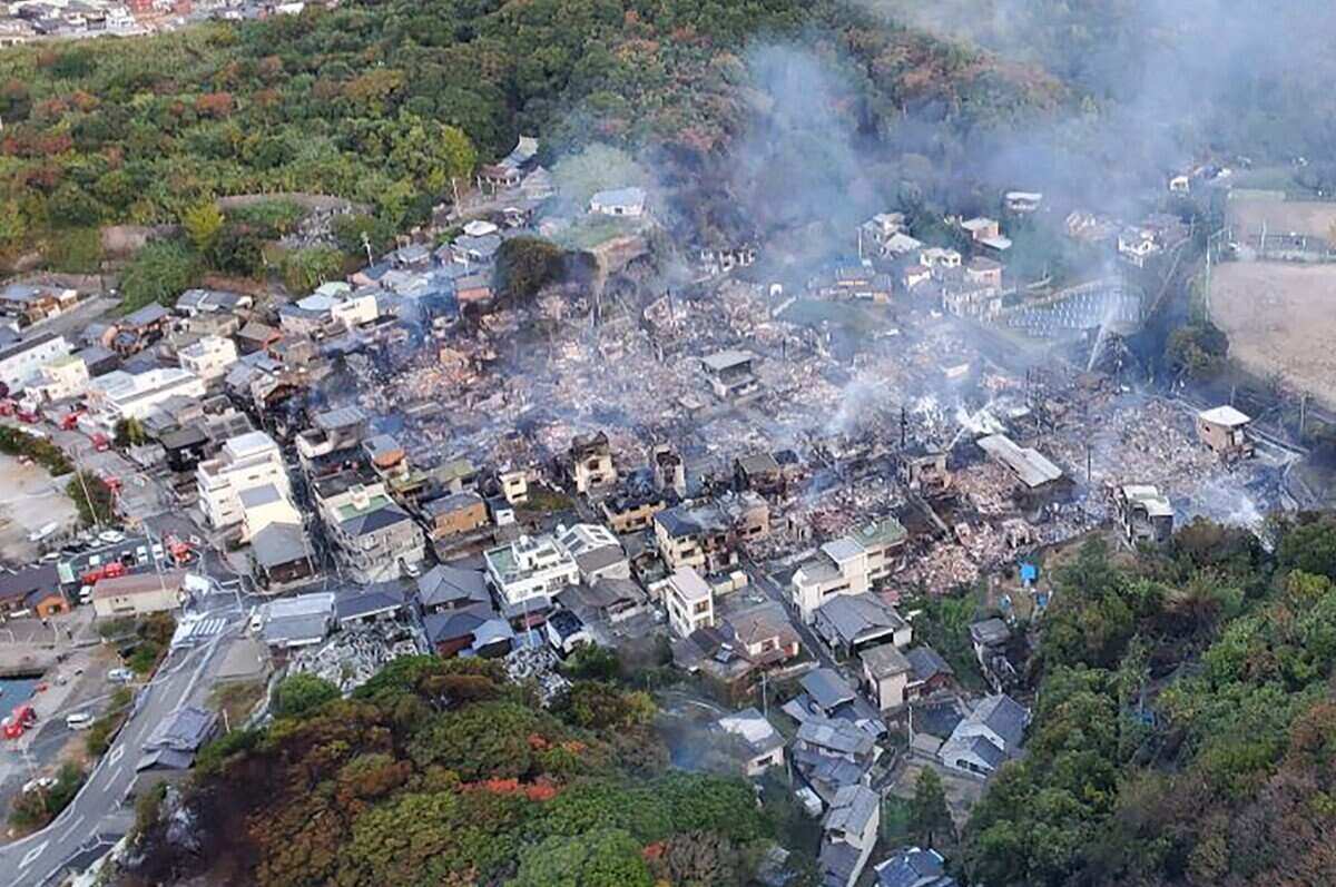 Overview of the fire of 170 houses in Japan from above. Photo: AFP