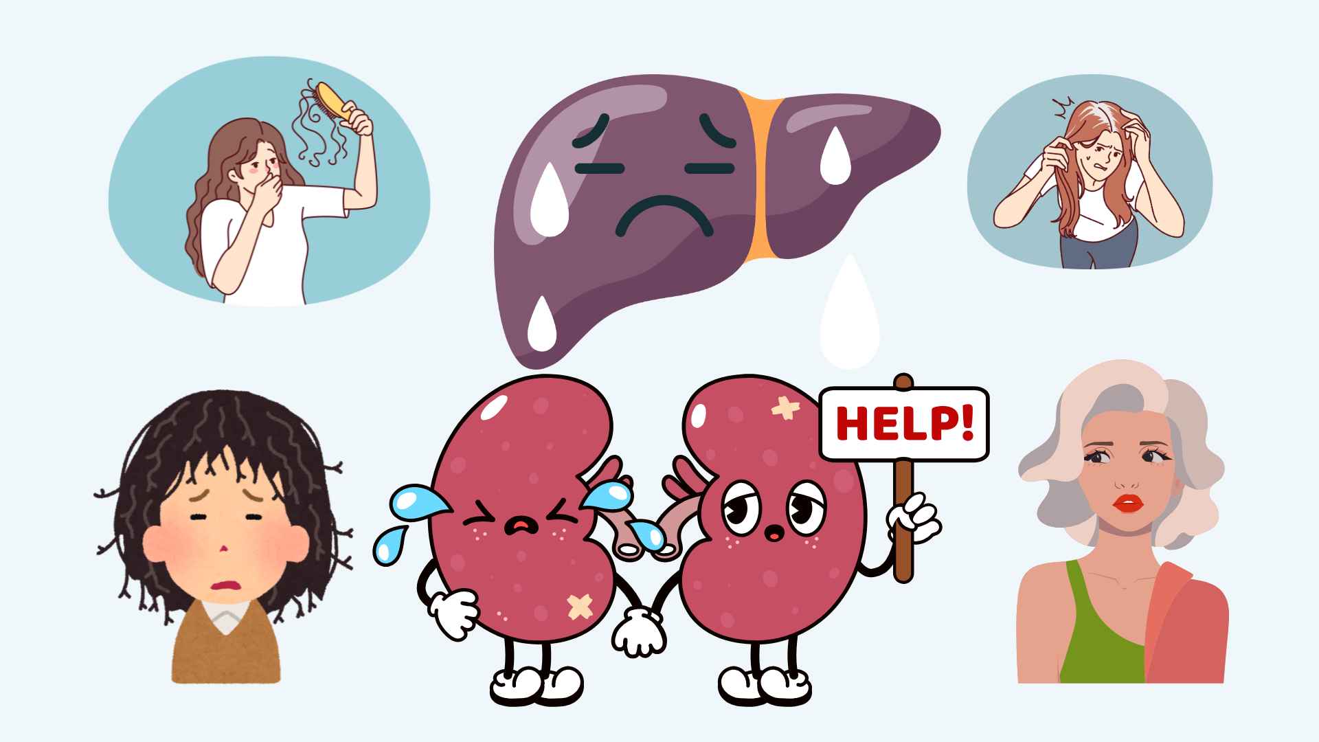 髪の兆候は肝臓、腎臓が「救急処置」を受けていることを警告しています。写真:HOANG LOC