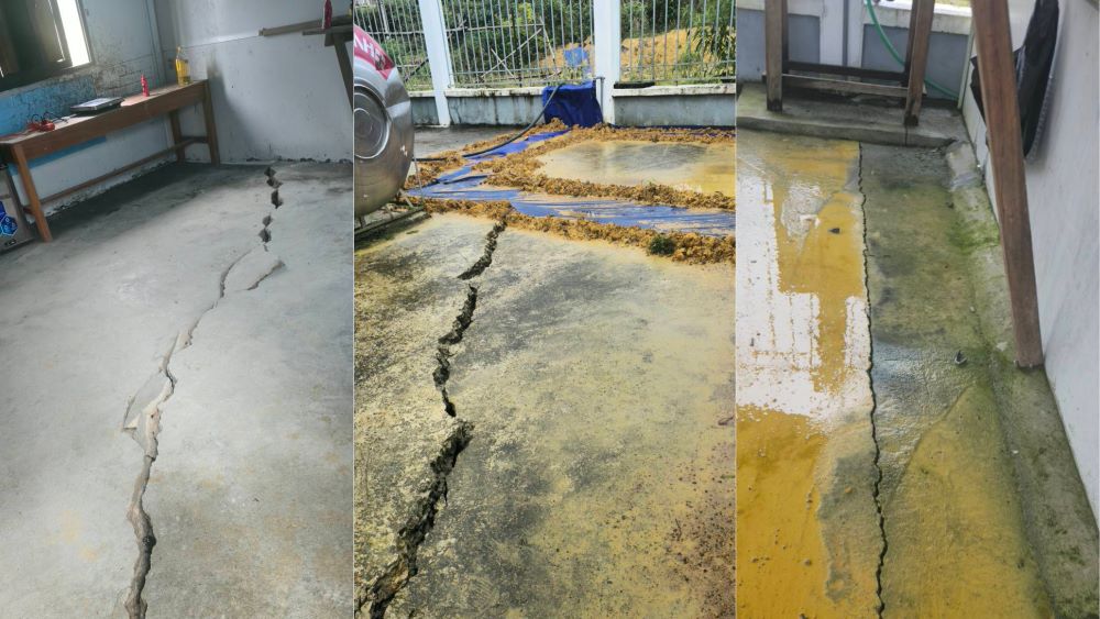 Tru so Cong an xa Hung Son tiep tuc sut lun, xuat hien them vet nut nguy hiem. Anh: CAX Hung Son