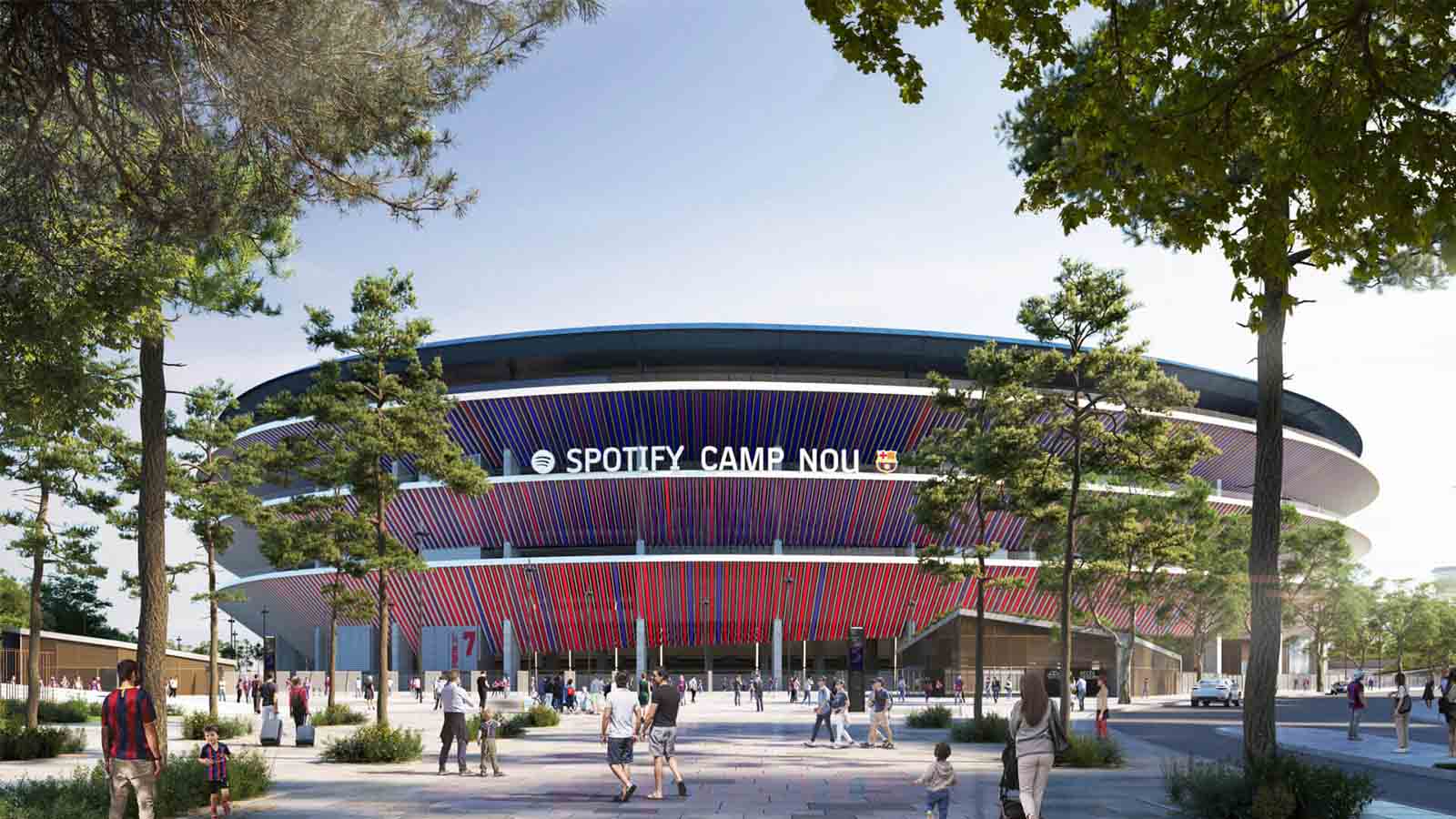 Dien mao moi nhin tu ben ngoai cua Camp Nou. Anh: AFP