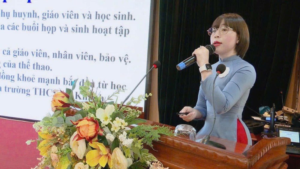 Co Nguyen Thi Huyen du thi Nha giao tam huyet sang tao huyen Hoai Duc (nay la xa Hoai Duc) nam 2024. Anh: NVCC