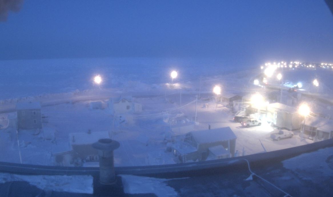 The winter solstice in Utqiagvik, January 2021, right before the first dawn after more than 2 months of not seeing the sun. Photo: Alaska Fairbanks University