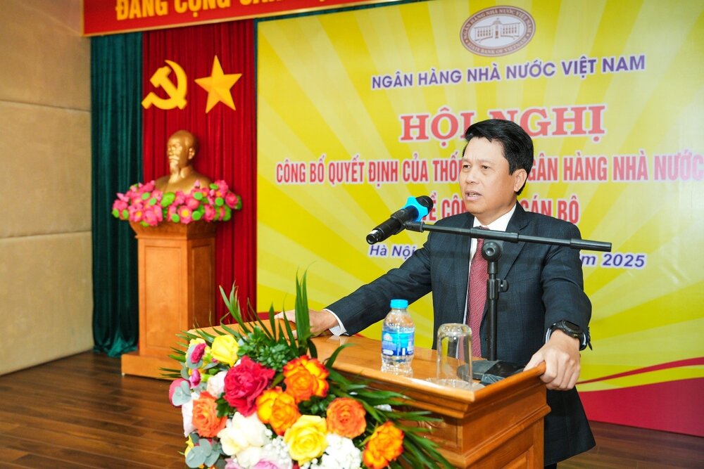 Pho Thong doc NHNN Pham Tien Dung phat bieu giao nhiem vu tai Hoi nghi. Ảnh: Ngan hang Nha nuoc