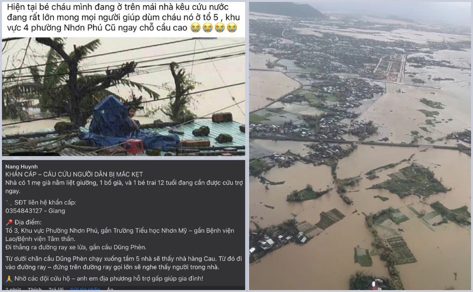 42 000명 이상이 홍수로 인해 잘라이에서 고립되었습니다. 이 사진과 구조 요청 정보가 소셜 네트워크 전체에 퍼졌습니다. 사진: 빈딘