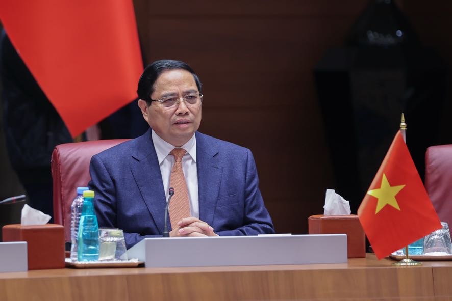 Thu tuong Pham Minh Chinh tai hoi dam. Anh: VGP