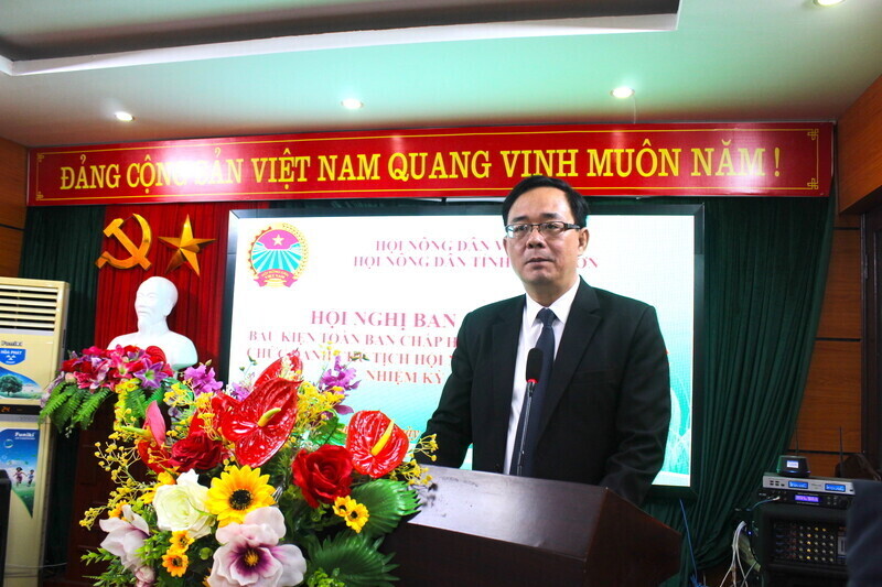 Ông Triệu Quang Huy được bầu giữ chức Chủ tịch Hội Nông dân tỉnh Lạng Sơn nhiệm kỳ 2023-2028. Ảnh: Hoàng Tính