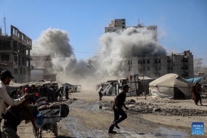 An Israeli airstrike in Gaza city. Photo: Xinhua