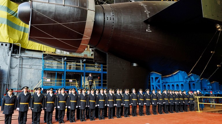 The launching ceremony of Russia's Khabarovsk nuclear Submarine on November 1. Photo: Ria Novosti/ Russian Ministry of Defense