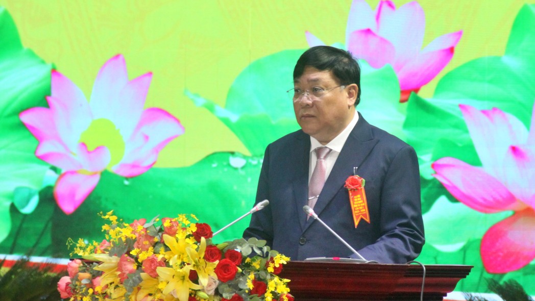 Chu tich UBND tinh Ca Mau Pham Thanh Ngai phat bieu tai dai hoi. Anh: Nhat Ho