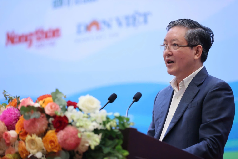 Ong Luong Quoc Doan - Uy vien Trung uong Dang, Pho Chu tich Uy ban Trung uong Mat tran To quoc Viet Nam, Chu tich Hoi Nong dan Viet Nam phat bieu tai dien dan. Anh: Pham Hung