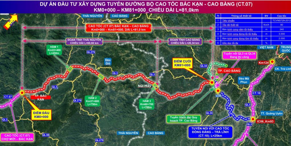 Huong tuyen cao toc Bac Kan - Cao Bang theo don vi tu van thiet ke. Anh: Vu Tiep