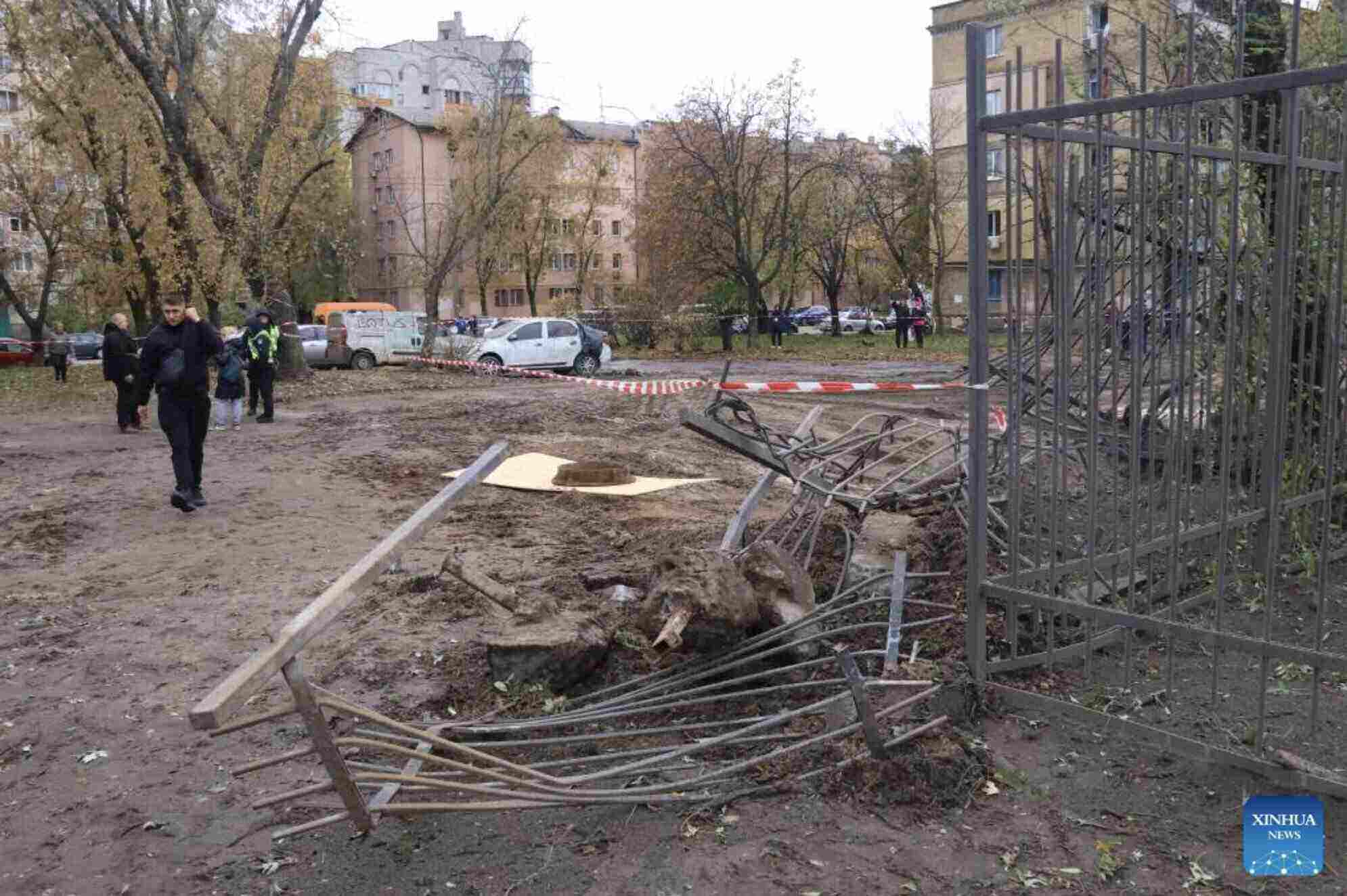 An area in Ukraine was devastated by airstrikes from Russia. Photo: Xinhua
