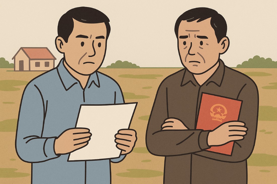 土地紛争が発生し、当事者が赤本を持っていない場合、人々は所轄の人民委員会に申請を提出するか、裁判所に訴訟を起こすかを選択できます。写真：ヌー・ハ