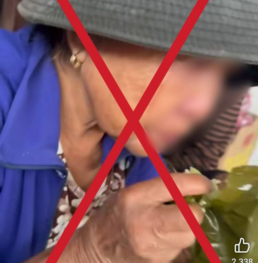 Clip circulating online about Mrs. C in Xuan Phu commune, Da Nang not eating or drinking for several days during floods is false information. Photo: Xuan Phu Commune Police