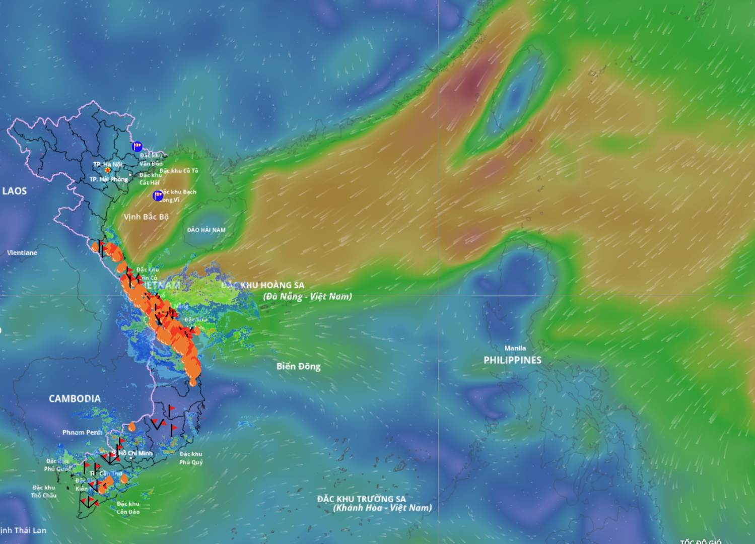 The low pressure area and some conditions continue to cause strong winds and large waves in some coastal areas. Source: Vietnam Disaster Monitoring System
