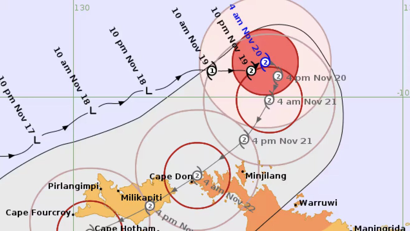 Forecast of fina's path. Photo: Australian Meteorological Agency