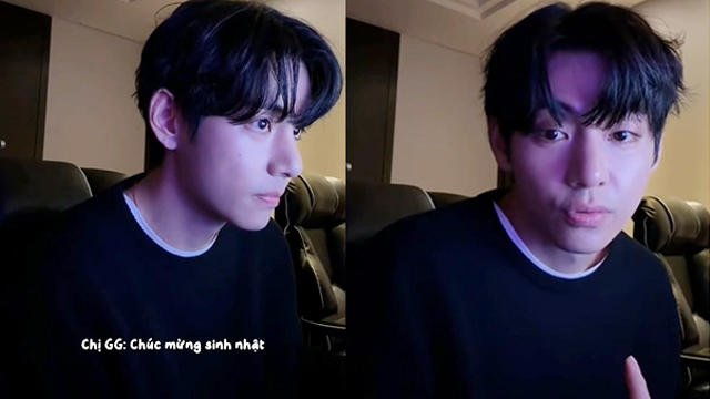 BTSのVグループは、ライブストリームでベトナム語を話す練習をベトナムのファンを喜ばせました。ビデオの切り抜き写真。