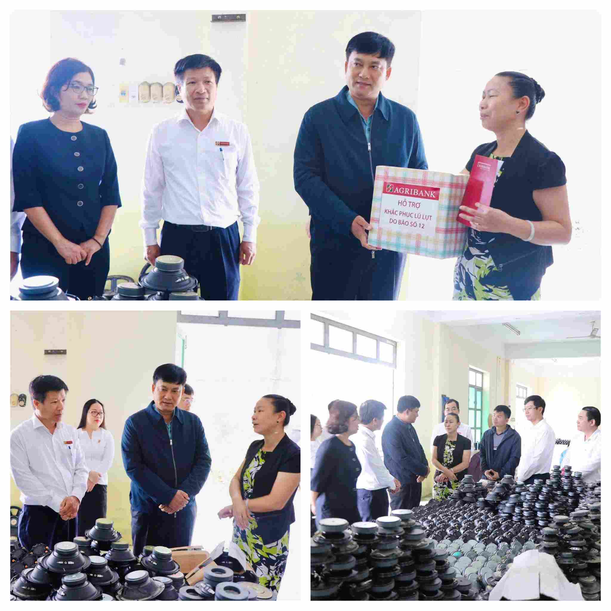 Cong doan Agribank va doan cong tac tham hoi, dong vien va trao qua cho can bo, nguoi lao dong tai chi nhanh Quang Nam va chi nhanh.