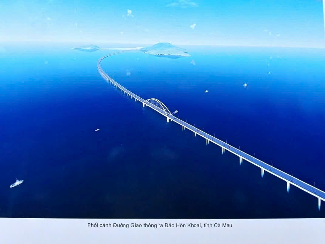 Phoi canh tuyen cau vuot bien tu Khai Long ra dao Hon Khoai. Anh: Bo Quoc phong cung cap