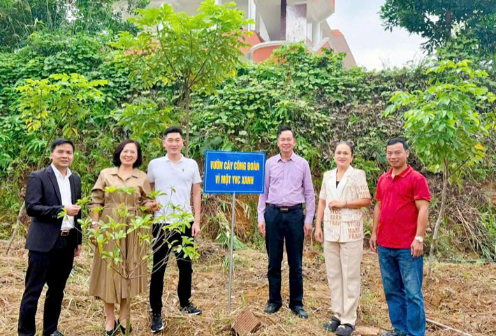 Cong trinh “Vuon cay Cong doan” do CDCS Truong Cao dang Nghe Yen Bai thuc hien. Anh: Mai Hoa