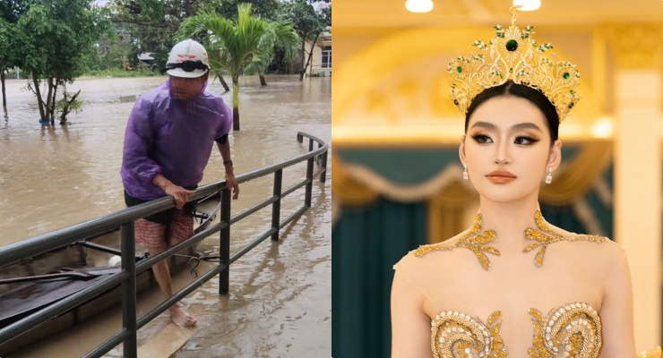 Miss Yen Nhi revealed that her father had his boat capsized in the flood. Photo: Provided by the character.