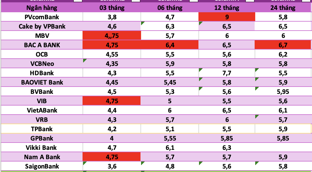 Top ngan hang co lai suat cao nhat thi truong hien nay. Do hoa: Ha Vy