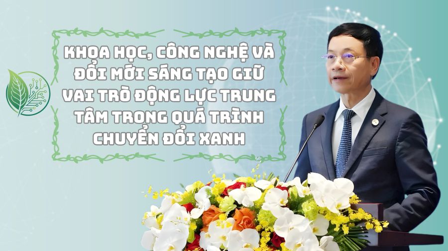 Miembro del Comite Central del Partido Ministro de Ciencia y Tecnologia de la Informacion sobre la orientacion de la transicion verde. Grafico: Hao Thien
