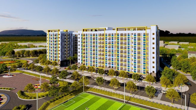 Phối cảnh dự án nhà ở xã hội Công đoàn tại phường Việt Yên (tỉnh Bắc Ninh). Ảnh: Vân Trường
