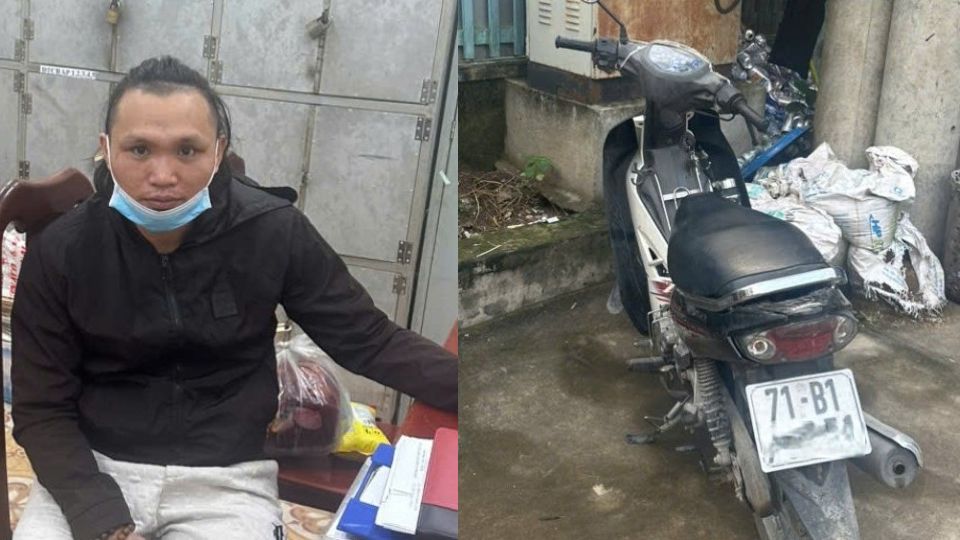 Công an xã Mỏ Cày thu giữ tang vật vụ trộm xe máy do Mai Văn Tuấn Anh gây ra. Ảnh: Công an cung cấp


