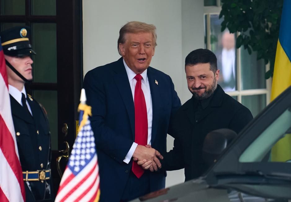 US President Donald Trump welcomes Ukrainian President Volodymyr Zelensky at the White House, August 18, 2025. Photo: Xinhua