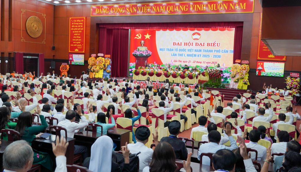 Quang canh phien lam viec thu nhat Dai hoi Dai bieu MTTQ Viet Nam TP Can Tho lan thu I, nhiem ky 2025 - 2030. Anh: Phuong Anh