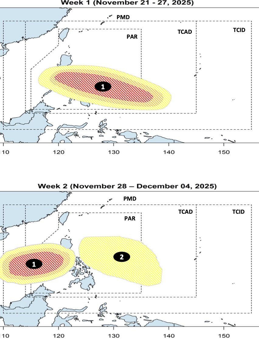 Ap thap co tiem nang manh len thanh bao so 15 tren Bien Dong trong nhung ngay toi. Anh: PAGASA 