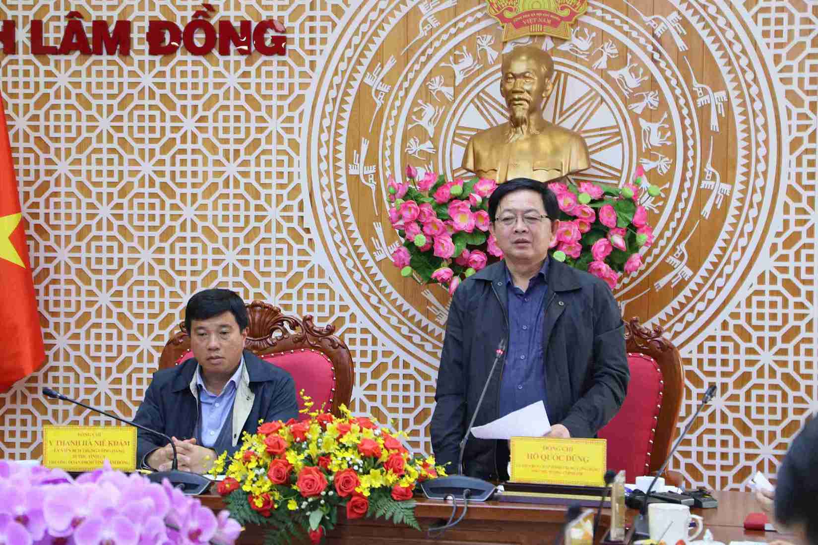 Pho Thu tuong Ho Quoc Dung phat bieu chi dao tai buoi lam viec voi tinh Lam Dong. Anh: Phuc Khanh